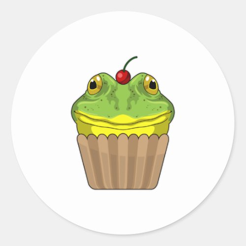 Frog with Muffin Classic Round Sticker