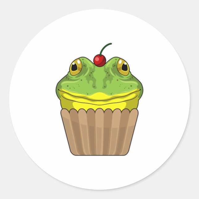 Frog with Muffin Classic Round Sticker (Front)