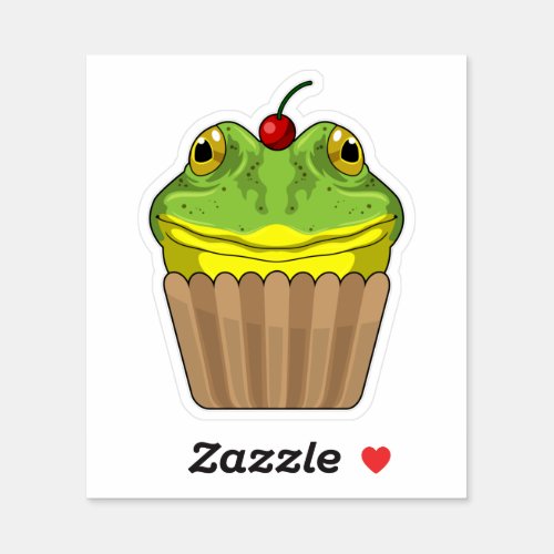 Frog with Muffin Sticker