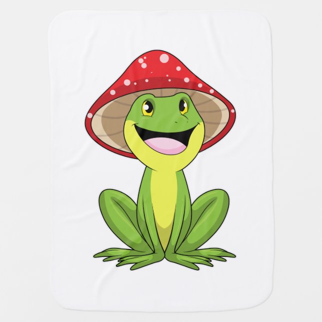 Frog with Mushroom Baby Blanket (Front)