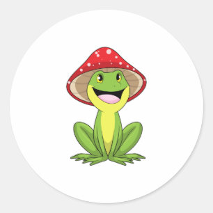 Frog with Mushroom Classic Round Sticker