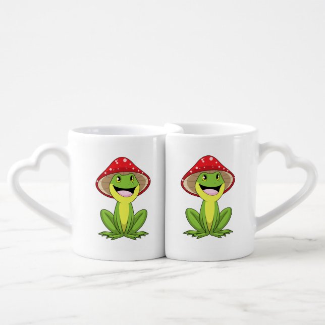 Frog with Mushroom Coffee Mug Set (Front Nesting)