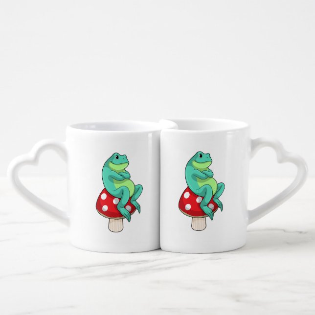 Frog with Mushroom Coffee Mug Set (Front Nesting)