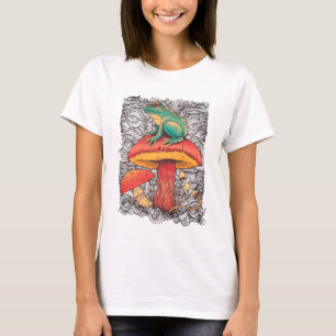Frog with mushroom Cottagecore style design T-Shirt