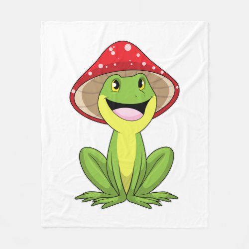 Frog with Mushroom Fleece Blanket