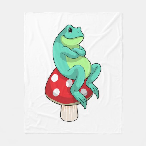 Frog with Mushroom Fleece Blanket