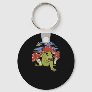 Frog With Mushroom Hat - Cottagecore Goblincore Bo Keychain