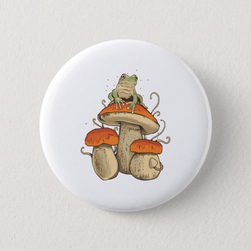 Frog with mushrooms button