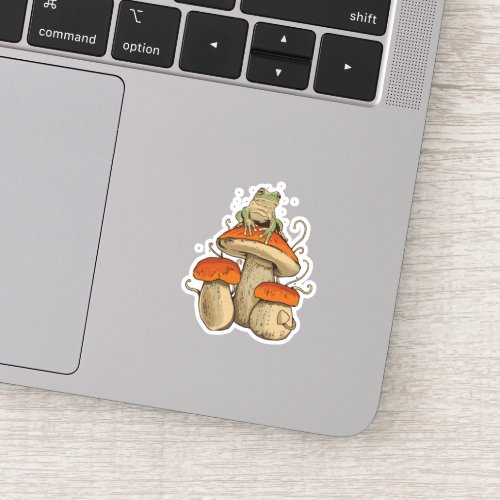 Frog with mushrooms  sticker