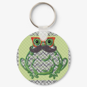 Frog with mustache and fish glasses by Artinspired Keychain
