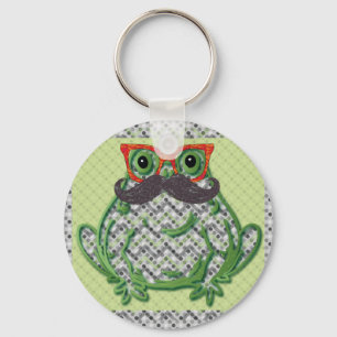 Frog with mustache and fish glasses by Artinspired Keychain