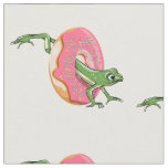 Frog with pink iced donut fabric