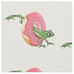 Frog with pink iced donut fabric