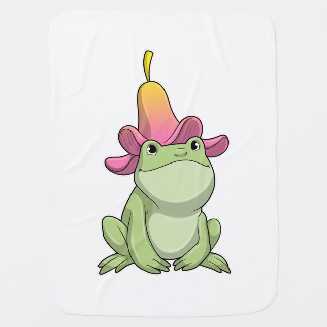 Frog with Plumeria Baby Blanket (Front)