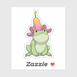 Frog with Plumeria Sticker