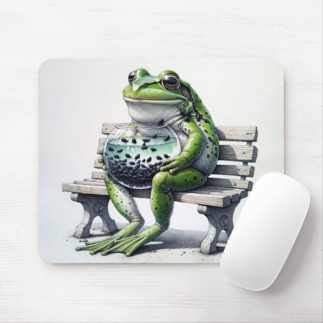 Frog With Polywogs In Fishbowl  Mouse Pad (With Mouse)
