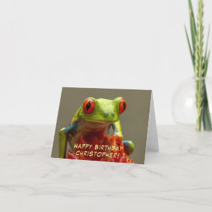 Frog with Red Eyes Personalized Birthday Card