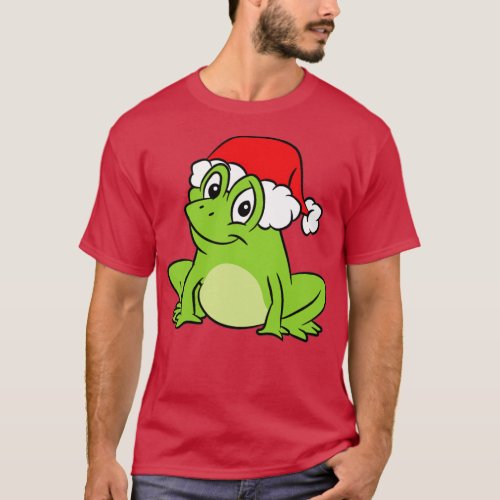 Frog With Santa Hat Funny Frogs Merry Christmas  1 T_Shirt