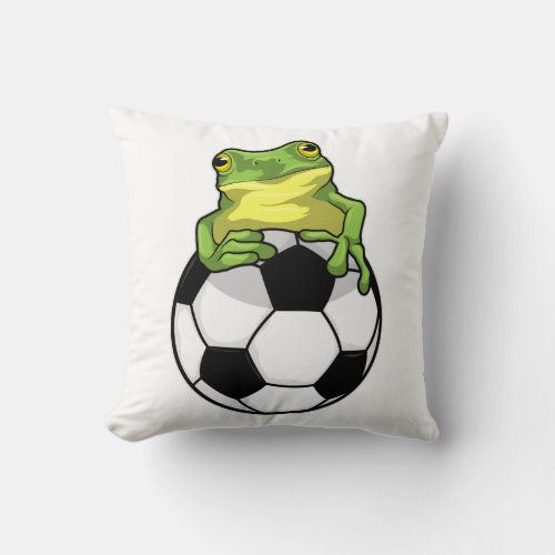 Frog with Soccer ball Throw Pillow