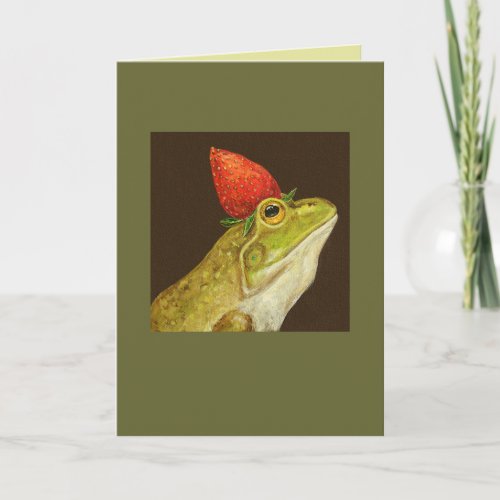 frog with strawberry card