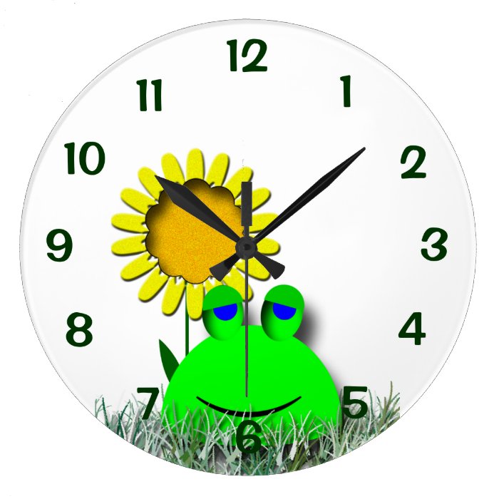 Frog with Sunflower Clocks