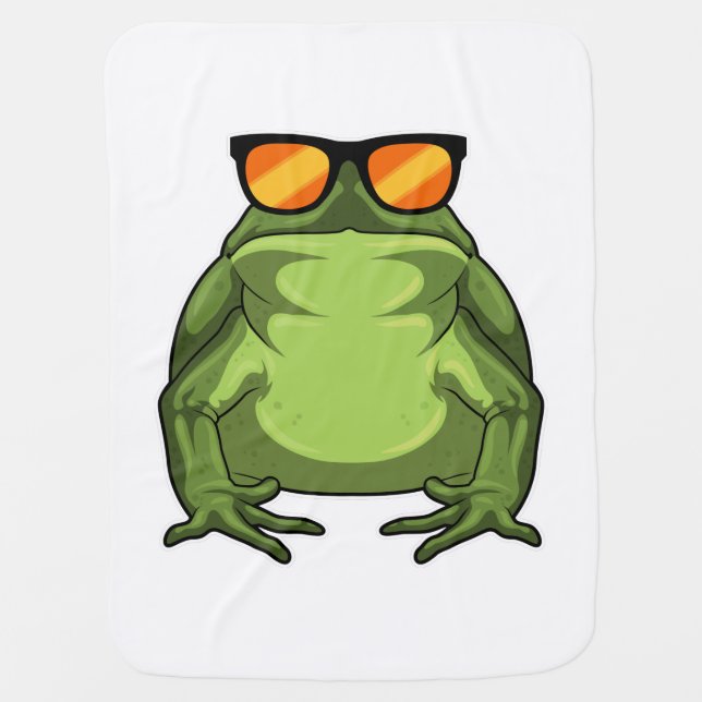 Frog with Sunglasses Baby Blanket (Front)