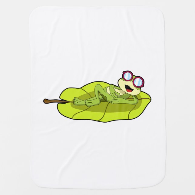 Frog with Sunglasses Baby Blanket (Front)