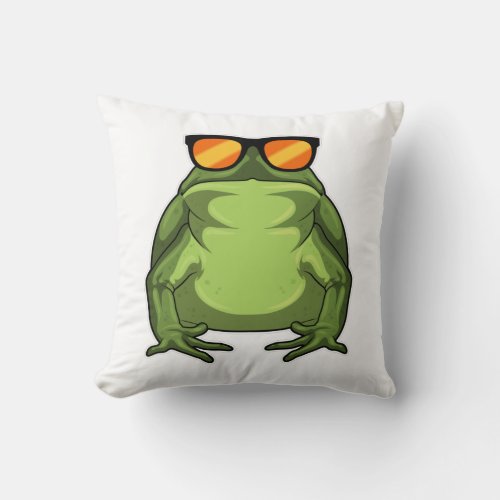Frog with Sunglasses Throw Pillow