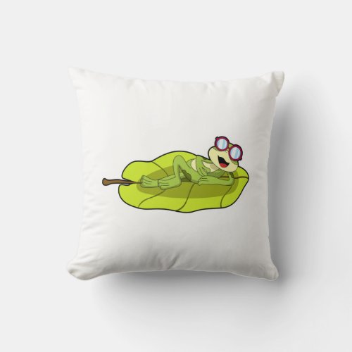 Frog with Sunglasses Throw Pillow