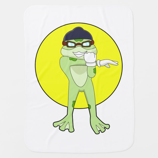 Frog with Swimming goggles Baby Blanket (Front)