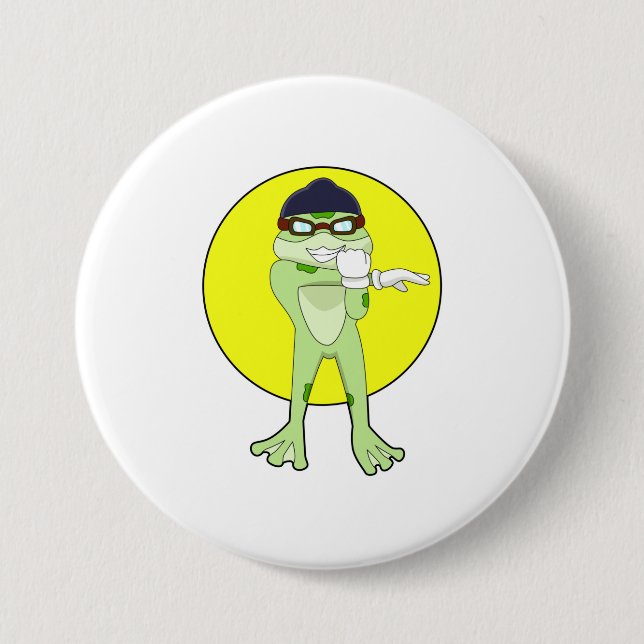 Frog with Swimming goggles Button (Front)