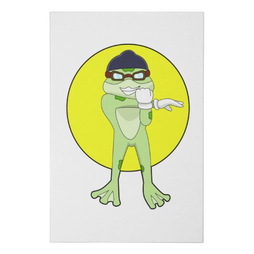 Frog with Swimming goggles Faux Canvas Print