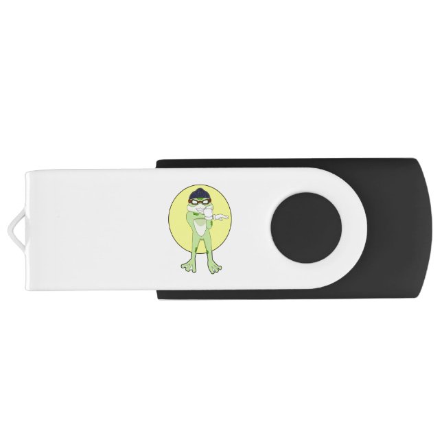 Frog with Swimming goggles Flash Drive (Back)