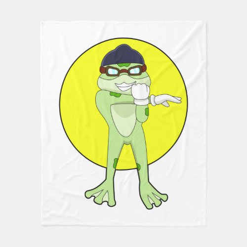 Frog with Swimming goggles Fleece Blanket
