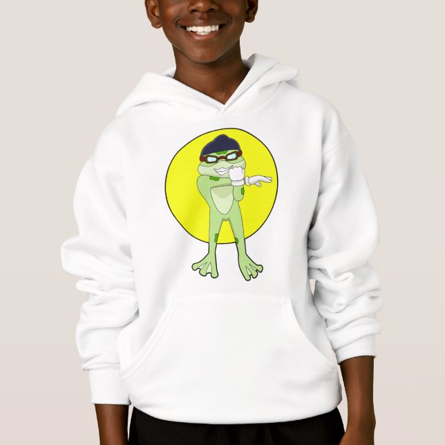 Frog with Swimming goggles Hoodie (Front)