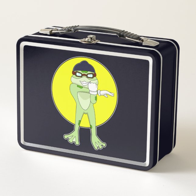 Frog with Swimming goggles Metal Lunch Box (Front)