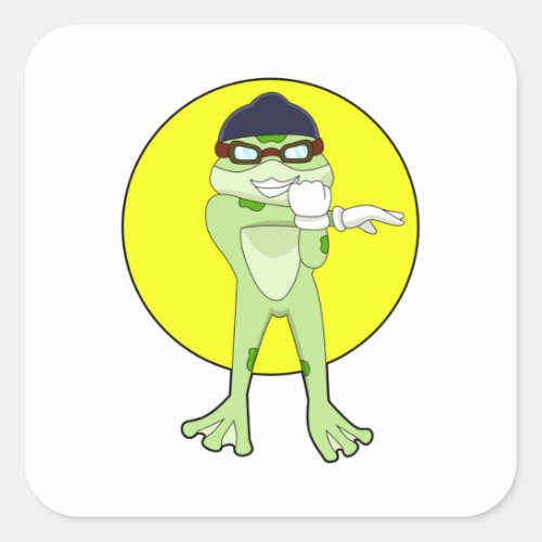 Frog with Swimming goggles Square Sticker