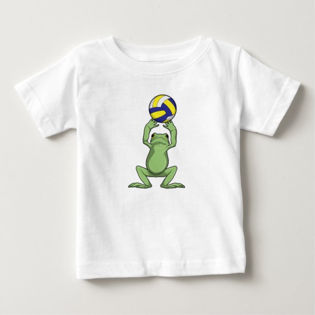 Frog with Volleyball Baby T-Shirt (Front)