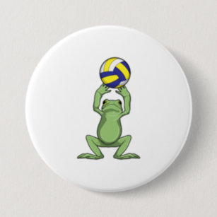 Kawaii Frog Loves Volleyball Frog Pin | Redbubble