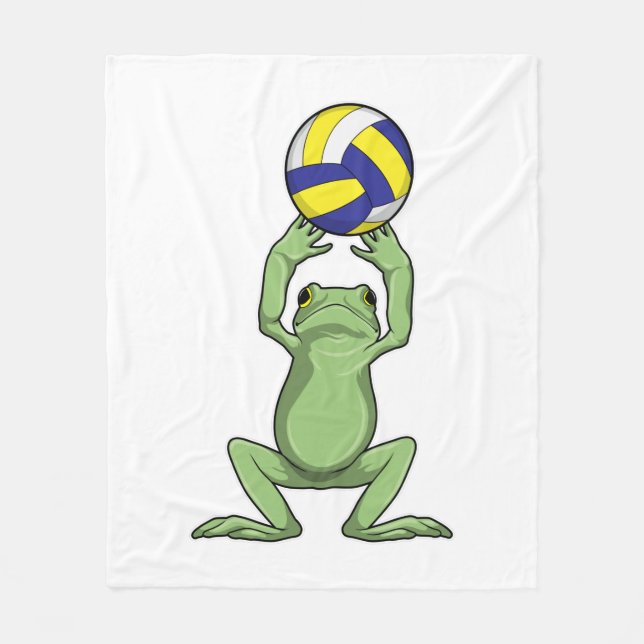 Frog with Volleyball Fleece Blanket (Front)