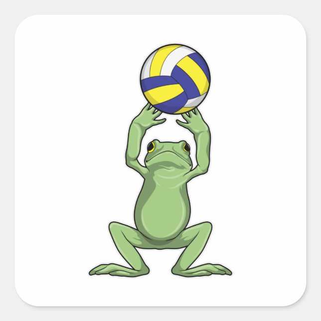 Frog with Volleyball Square Sticker (Front)