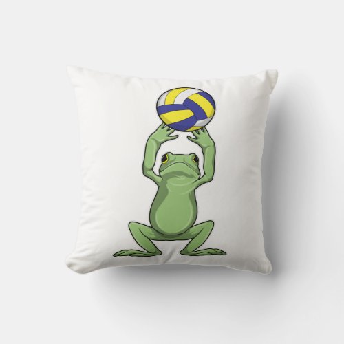 Frog with Volleyball Throw Pillow