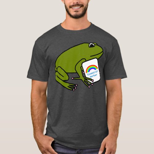 Frog with Worker Rainbow Essential Employee Meme T_Shirt