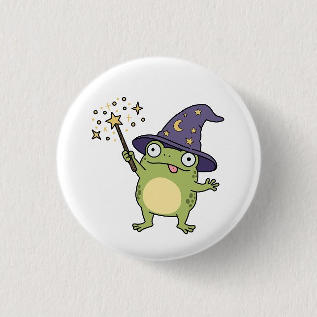 Frog Wizard Casting Spells Button (Front)