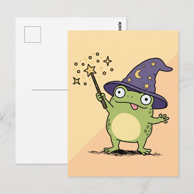 Frog Wizard Casting Spells Postcard (Front/Back)