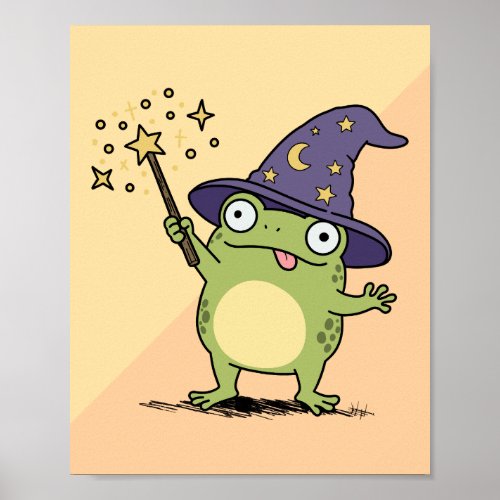 Frog Wizard Casting Spells Poster