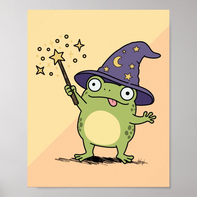 Frog Wizard Casting Spells Poster (Front)