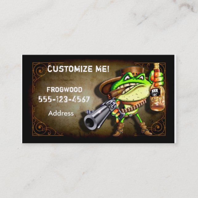 Frog Wood Business Card ( Cowboy Frog) (Front)