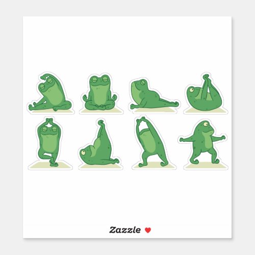 Frog yoga character set sticker