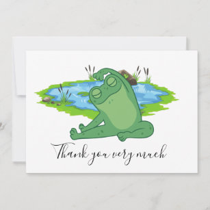 Frog Yoga Thank you card with pond background